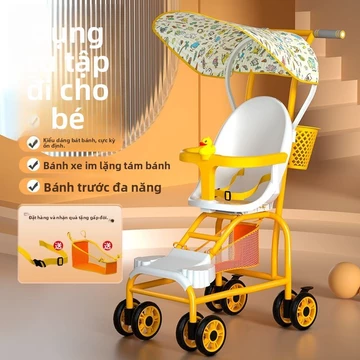 Xe đẩy em bé hiện vật nhẹ, xe đẩy trẻ em tám bánh, xe đẩy em bé đa năng, xe đẩy ngoài trời tầm nhìn cao, mẫu mới