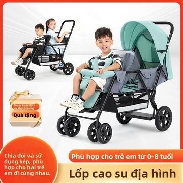 Xe đẩy em bé đôi, xe đẩy em bé ngồi trước và sau, xe đẩy đôi nhẹ, xe đẩy cho em bé thứ hai, có thể ngả lưng