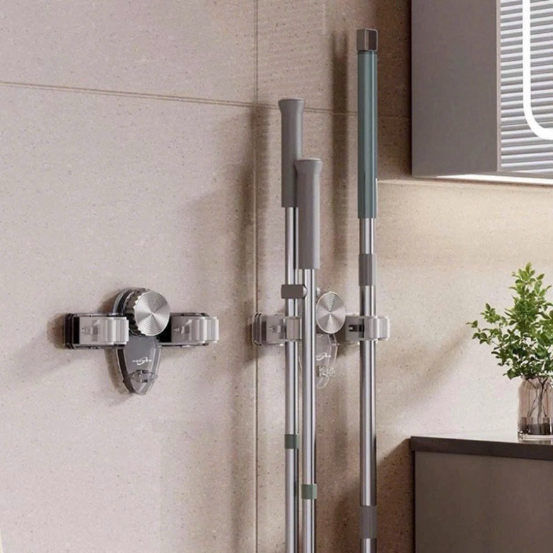 Thanh Kẹp Chổi Dán Tường Có 2 Móc Kẹp Chổi Chất Liệu Acrylic