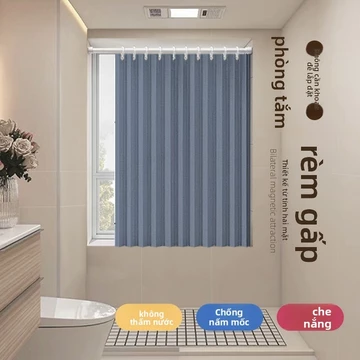 Bộ rèm tắm gấp, vải chống thấm, rèm tắm từ tính, rèm cửa ngăn, rèm tắm