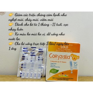 Muối uống vi lượng đồng căn Coryzalia Boiron hộp 30 ống gảm chảy mũi cho trẻ từ 1 tháng đến 11 tuổi Canada date xa