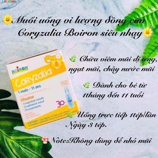 Muối uống vi lượng đồng căn Coryzalia Boiron hộp 30 ống gảm chảy mũi cho trẻ từ 1 tháng đến 11 tuổi Canada date xa
