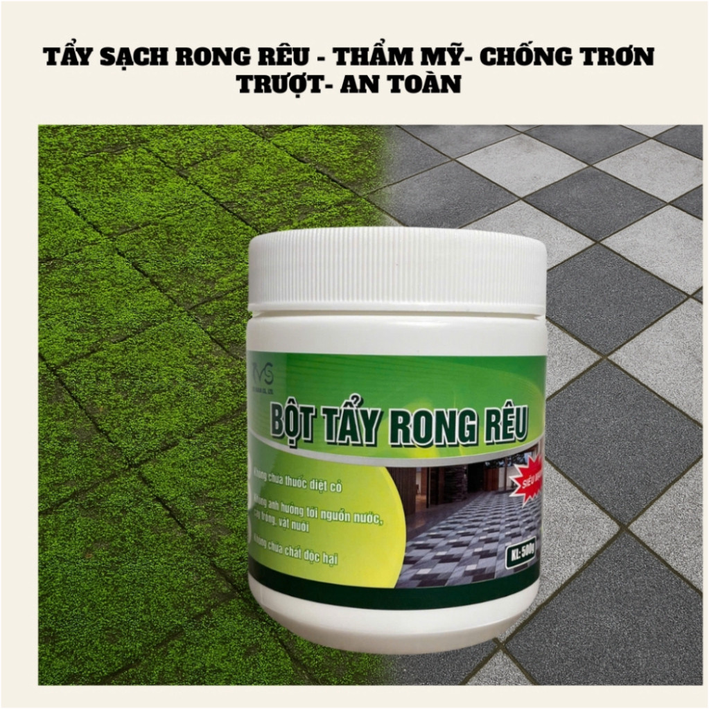 Bột tẩy rong rêu 500 gam mẫu mới đóng chai, tẩy rong rêu trên mọi chất ...