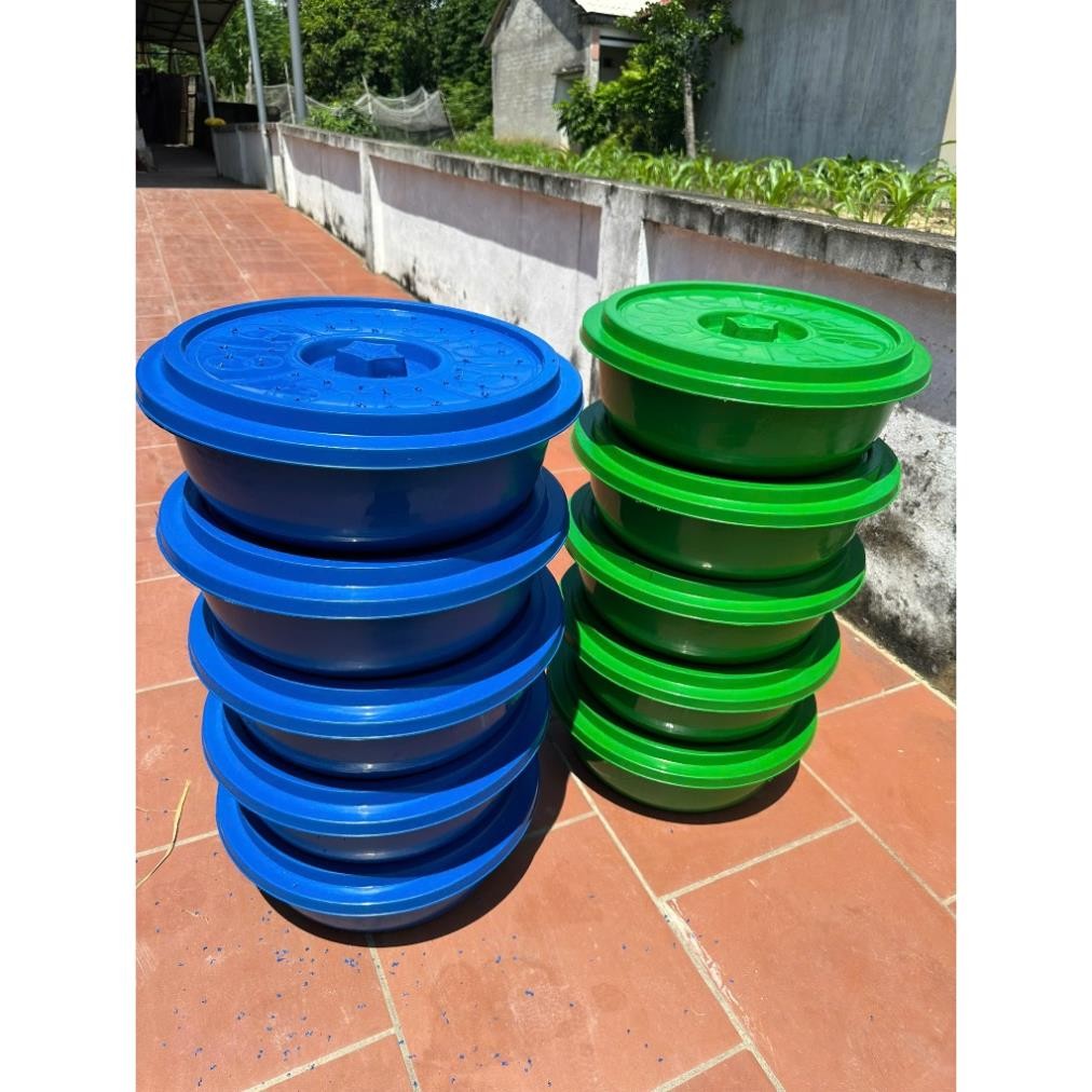 Combo 5 chậu 46cm kèm nắp khoan nuôi đuông dừa, bọ, dế, ốc, ủ cơm, chất liệu nhựa PP an toàn, cứng chắc chắn và dày dặn