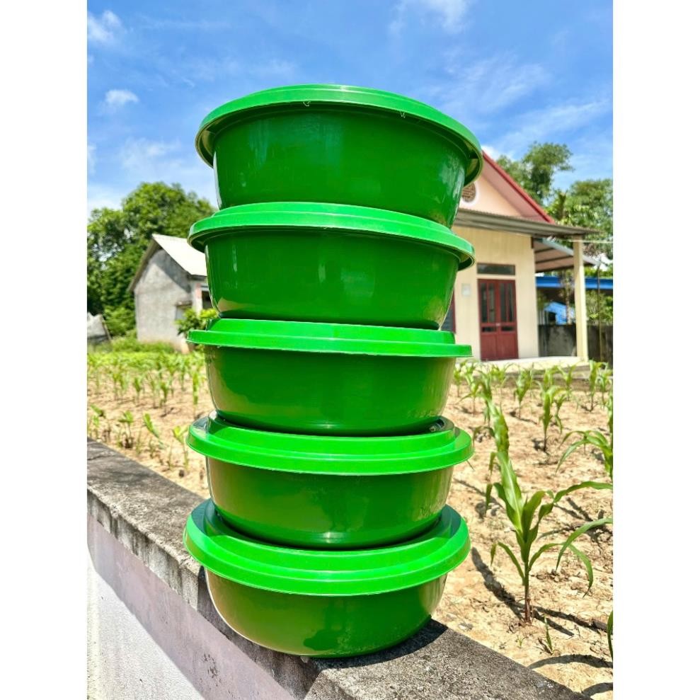 Combo 5 chậu 46cm kèm nắp khoan nuôi đuông dừa, bọ, dế, ốc, ủ cơm, chất liệu nhựa PP an toàn, cứng chắc chắn và dày dặn