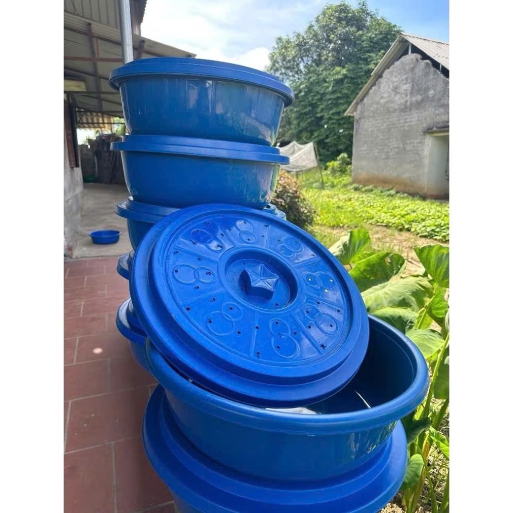 Combo 5 chậu có nắp 46cm nuôi đuông dừa,set 5 chậu nắp dày dặn thích hợp để chăn nuôi,ủ cơm rượu-N19