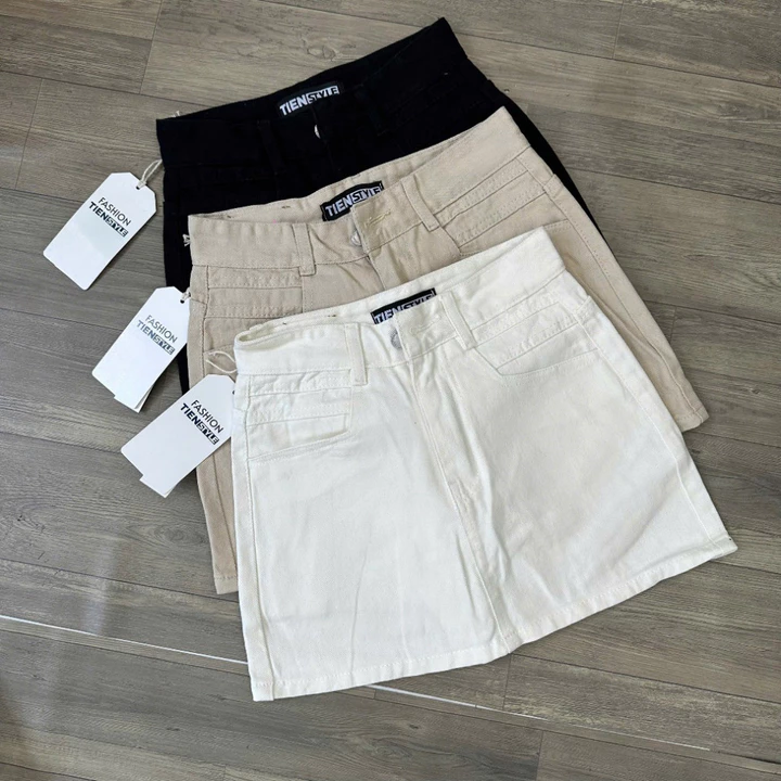 TIENSTYLE - Chân váy jean chữ A mạc da túi viền xếp có lót quần phong cách,Chân váy Bò Bigsize S/5XL