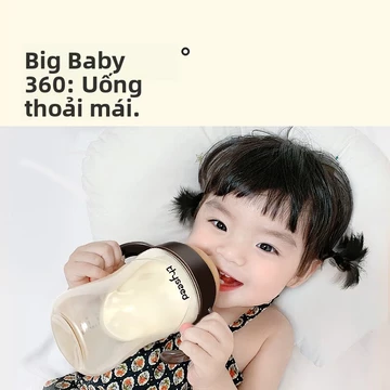 Bình sữa Shixi Bình sữa cho trẻ lớn PPSU Núm ti bình sữa cho trẻ tập ăn（7-10Cái）Bình sữa giả sữa mẹ chống rơi cỡ lớn300m
