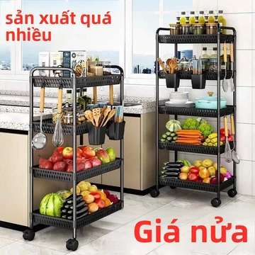 Giá để đồ nhà bếp, giá để đồ di động nhiều tầng, giá để đồ ăn nhẹ, giá để rau, giá để đồ trong phòng tắm