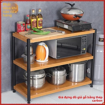 Giá để đồ bếp bằng thép carbon, giá để đồ nhiều tầng, giá để đồ linh tinh, giá để nồi, giá để lò vi sóng