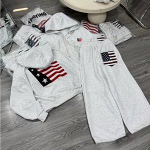 Bộ Nỉ Nữ Mũ Trần 2 Lớp In Hình Sao Cờ Mỹ form rộng tay dài Unisex Oversize Nam Nữ mặc đều đẹp Boy Phố hottrend 2025
