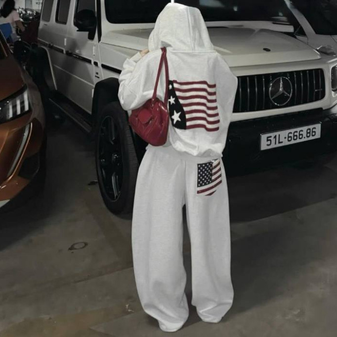 Bộ Nỉ Nữ Mũ Trần 2 Lớp In Hình Sao Cờ Mỹ form rộng tay dài Unisex Oversize Nam Nữ mặc đều đẹp Boy Phố hottrend 2025