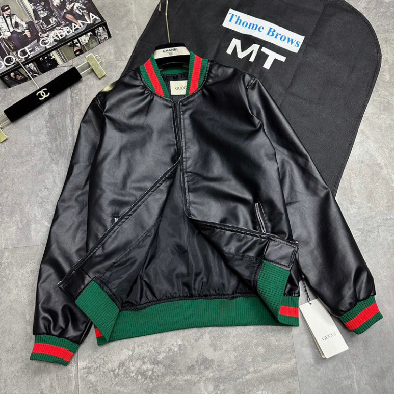 Áo Khoác Da Nam Bảnh Đen Phối Xanh Đỏ Cực Cuốn Viền Tay Siêu Đẹp - Áo Bomber Thom Nam Chất Da Hót hít Boy Phố hottrend 2