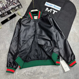 Áo Khoác Da Nam Bảnh Đen Phối Xanh Đỏ Cực Cuốn Viền Tay Siêu Đẹp - Áo Bomber Thom Nam Chất Da Hót hít Boy Phố hottrend 2
