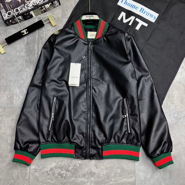 Áo Khoác Da Nam Bảnh Đen Phối Xanh Đỏ Cực Cuốn Viền Tay Siêu Đẹp - Áo Bomber Thom Nam Chất Da Hót hít Boy Phố hottrend 2