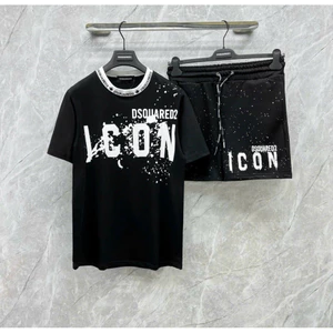 Bộ Thun Icon 004 Mới Nam Nữ Vải Conton Cao Cấp, Áo Phông DSQ ICON Boy Phố Hai màu Đen Trắng Thoáng Mát 2025