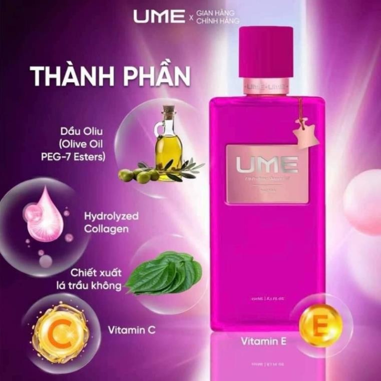 Sữa tắm UME, sữa tắm ngọc trinh Sạch sâu, lưu hương hỗ trợ dưỡng ẩm mềm mại, căng mịn làn da 250ml.