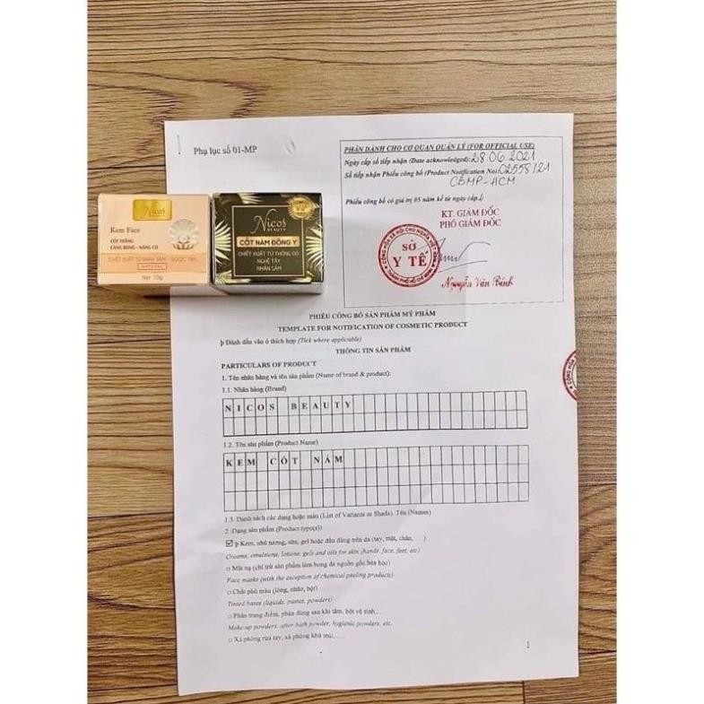 Combo Kem nám Face Nicos Cốt Nám Đông Y + Kem Face Cốt Trắng Nicos Nâng Cơ hết nám, trắng hồng căng bóng (kem ngày, đêm)
