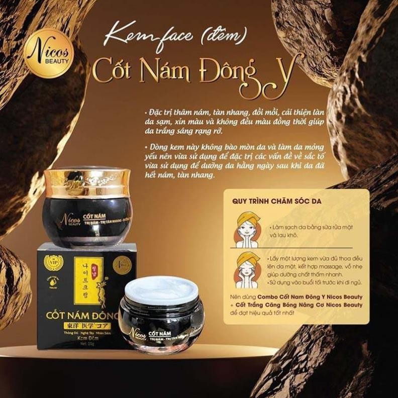 Combo Kem nám Face Nicos Cốt Nám Đông Y + Kem Face Cốt Trắng Nicos Nâng Cơ hết nám, trắng hồng căng bóng (kem ngày, đêm)