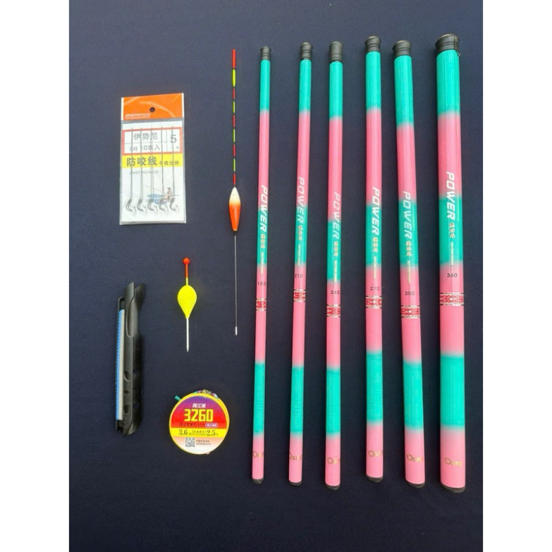 Cần Câu Tay hồng Ngọc Mini Kèm Phụ Kiện Thu Gọn 40cm cần dài 4m5 cần tải cá 1 đến 5kg kjagg