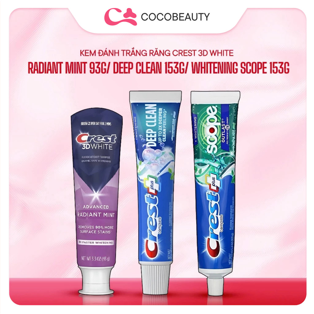 Kem Đánh Trắng Răng Crest 3D White Radiant Mint 93g/ Deep Clean 153g ...