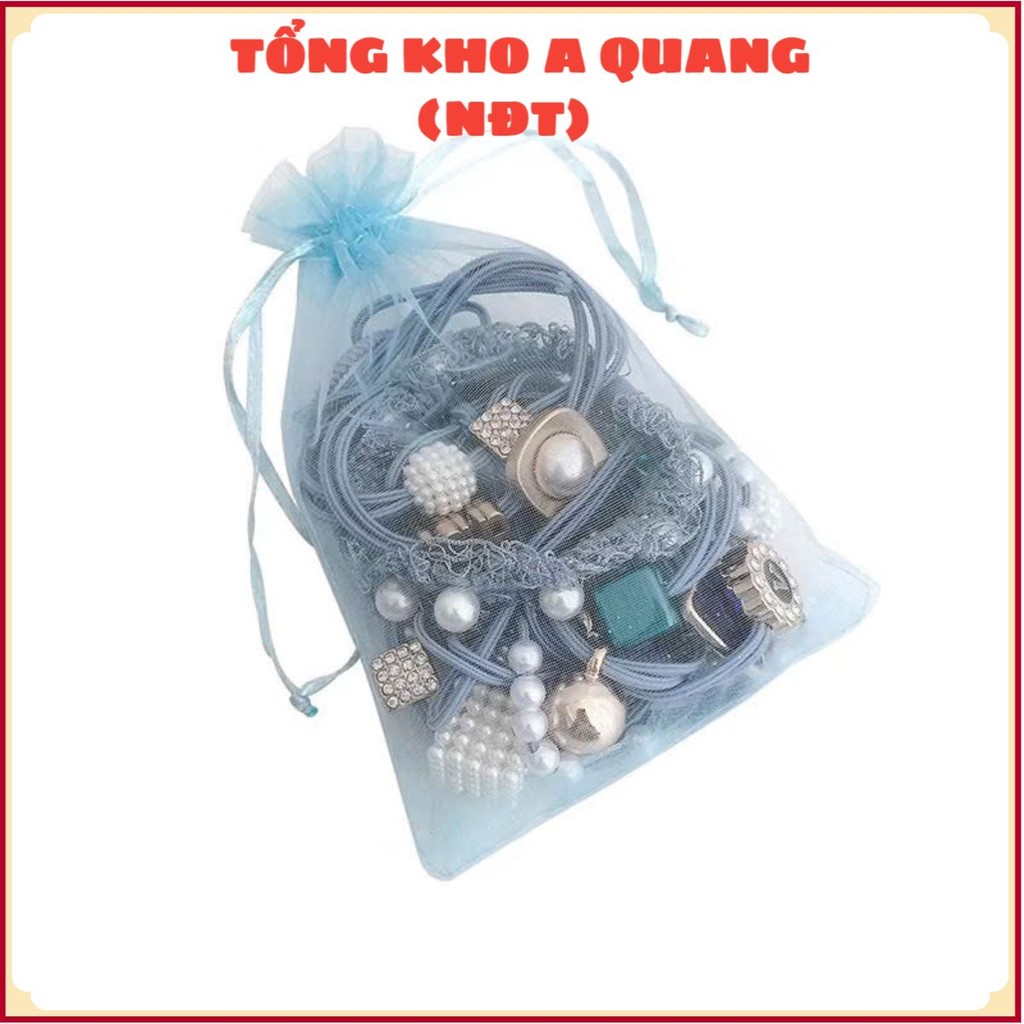 SET 11 CHIẾC DÂY CỘT TÓC NỮ NHIỀU MẪU - Bộ 11 Dây Buộc Tóc Cao Su Phong Cách Hàn,Túi Chun Đính Ngọc Trai Cute Dễ Thương