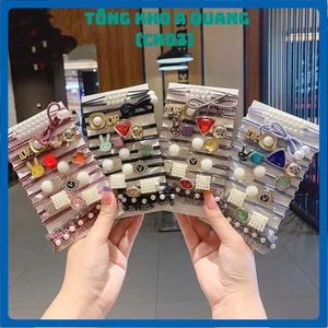 SET DÂY BUỘC TÓC PHONG CÁCH HÀN QUỐC - Bộ 11 Dây Cột Tóc Cao Su Đính Ngọc Trai,Túi 11 Dây Chun Dễ Thường Dành Cho Bé