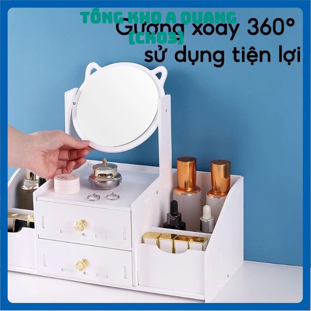 Kệ đựng mỹ phẩm CÓ GƯƠNG trang điểm tiện dụng, tủ đựng đồ trang điểm
