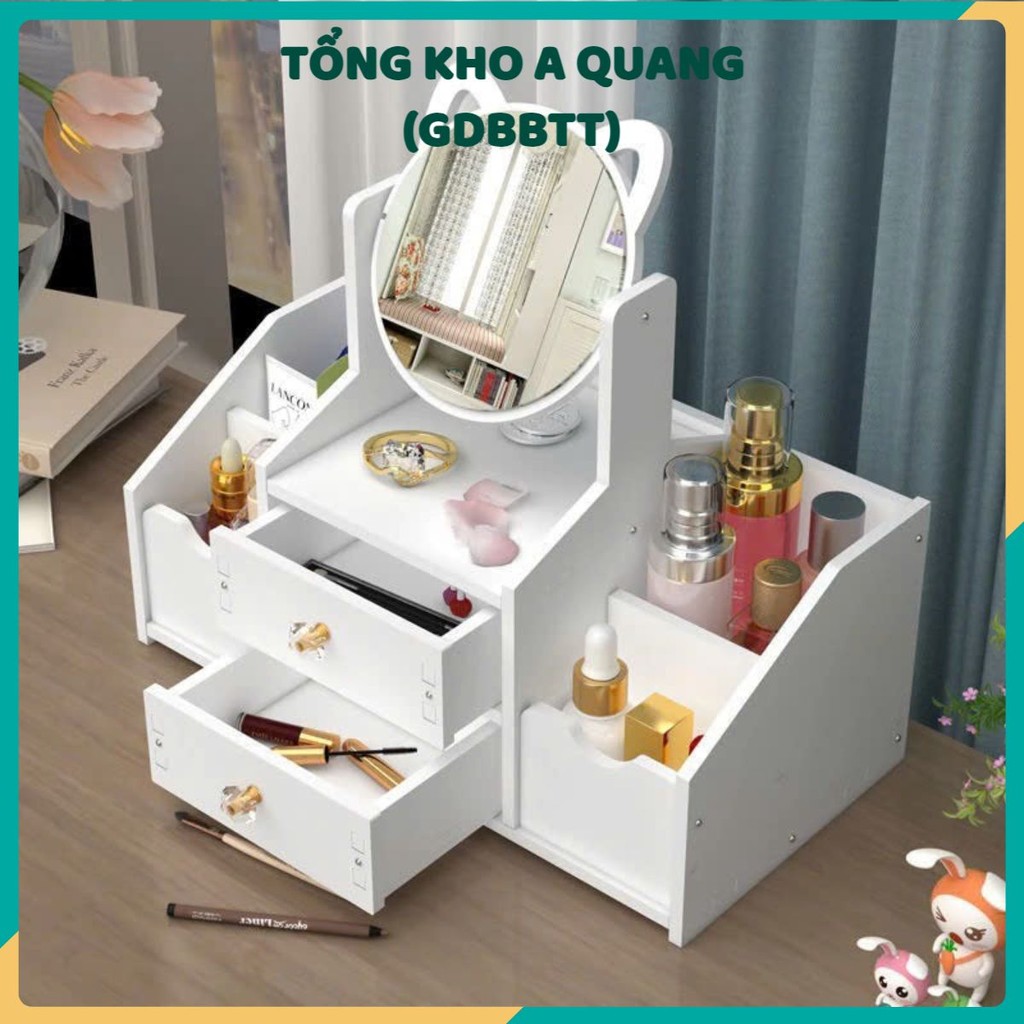 Kệ đựng mỹ phẩm CÓ GƯƠNG trang điểm tiện dụng, tủ đựng đồ trang điểm