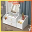 Kệ Mỹ Phẩm Bàn Trang Điểm Mini 2 Ngăn Kéo Tiện Lợi Kèm Gương Tai Mèo 4 Ngăn Sườn Dễ Thương , TÁP ĐẦU GIƯỜNG TRANG ĐIỂM
