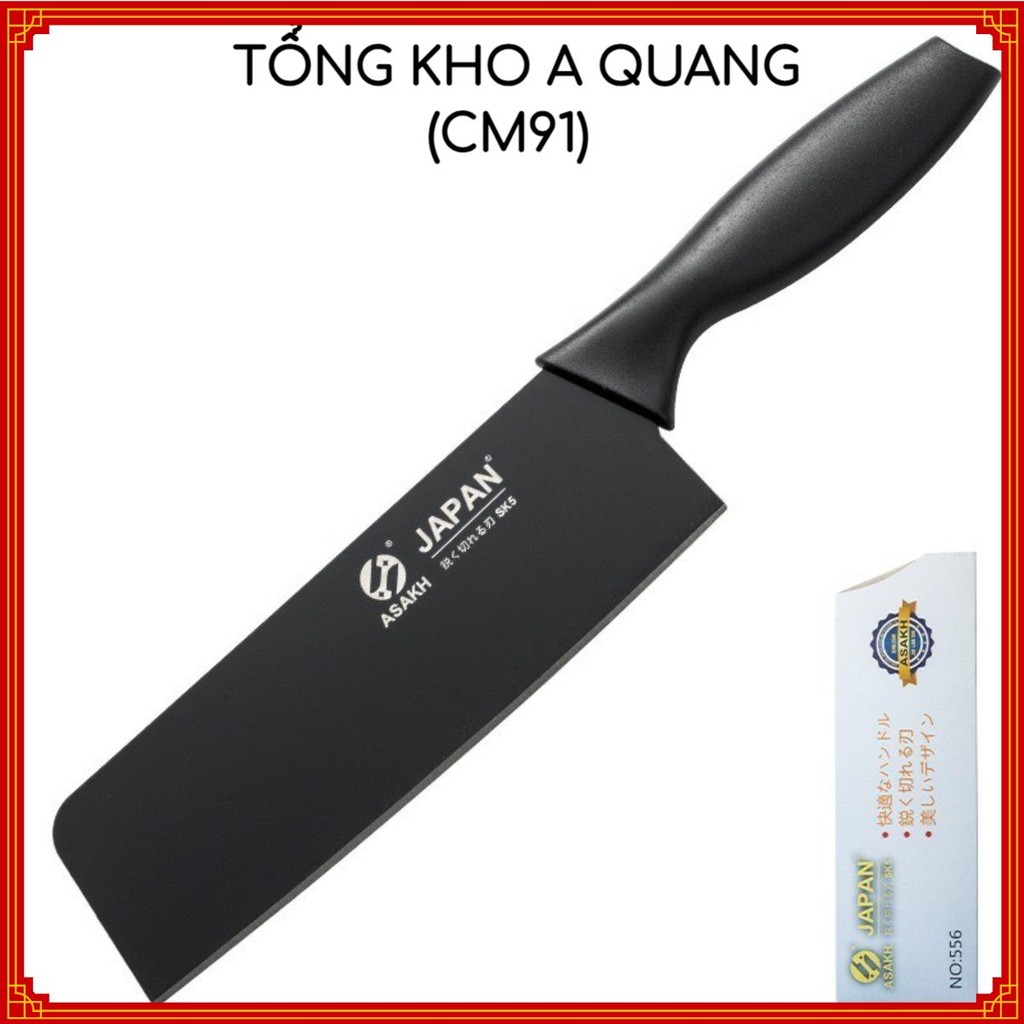 [NHẬP KHẨU] Dao Nhật Thái Thịt Kháng Khuẩn AS3H JAPAN Cao Cấp Bằng Thép Không Gỉ Đen Nhám - Dao Thái Lát Rau Củ Quả 38