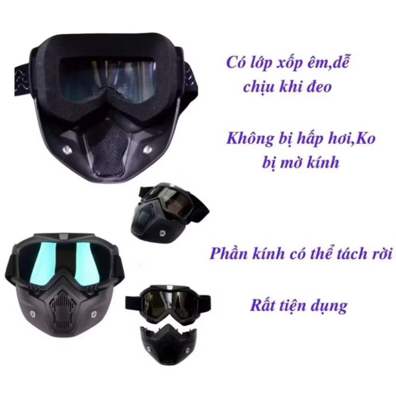 Mặt Nạ Phượt - Kính Hàn Xì - Kính Bảo Hộ Chống Gió Bụi Chống Lóa Bảo Vệ Mắt Loại Cao Cấp 3 MẪU KÍNh