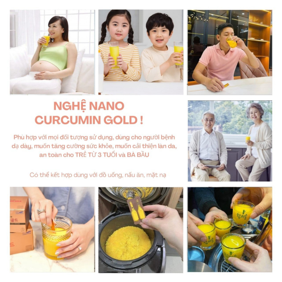 Tinh Chất Nghệ Nano Curcumin Gold Hàn Quốc Tăng Cường Sức Khỏe Hộp 50 Tuýp ( hàng mới về )