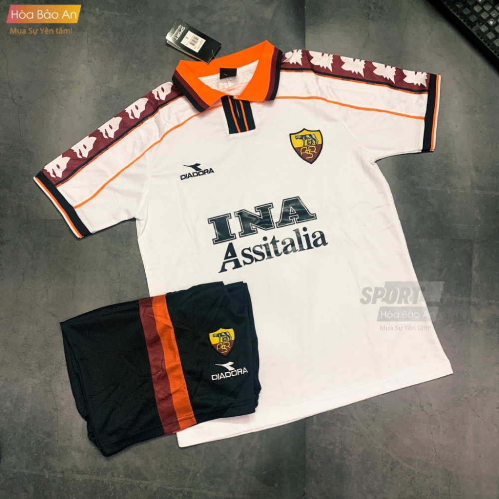 Áo Bóng Đá Sân Khách AS Roma 1997-1998 | Bộ Đồ Retro Diadora Full
