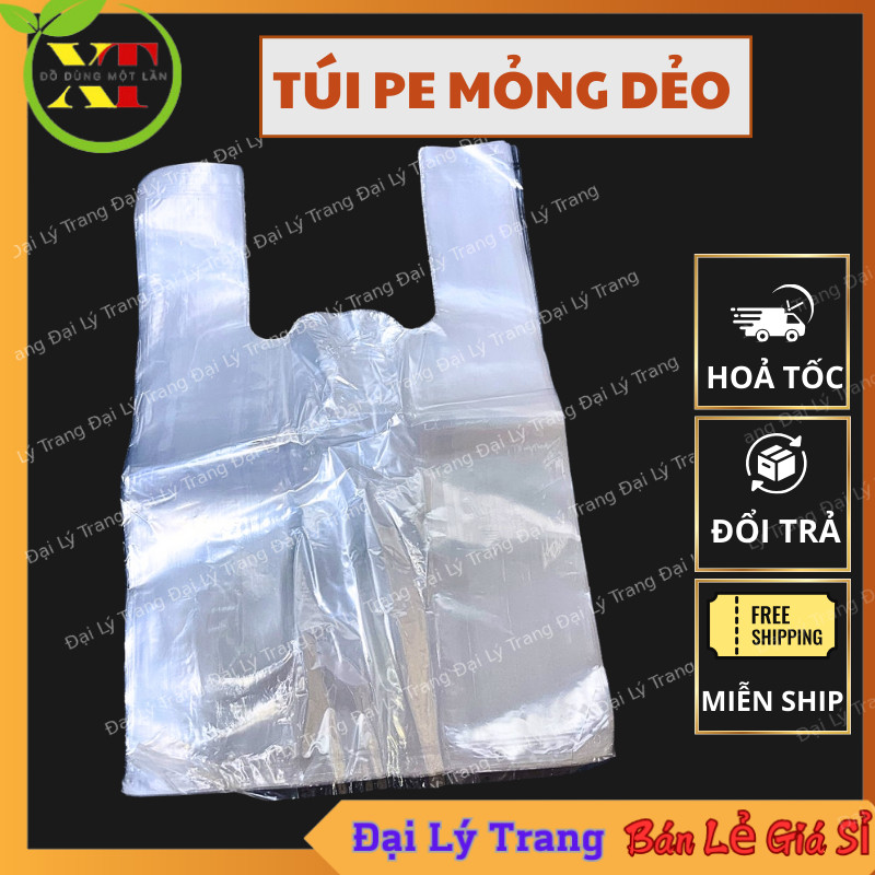 ( SET 5KG ) Túi Nilon 2 Quai Trắng Dẻo Mỏng Đựng Thực Phẩm 1kg , 2kg ...