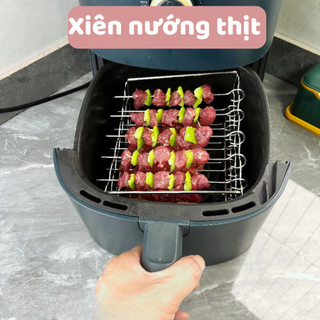 Xiên Thịt Nướng, Giá Nướng Thịt Xiên Cho Nồi Chiên Không Dầu 3 Tầng 15 Cây Xiên Inox 304 - XTN03