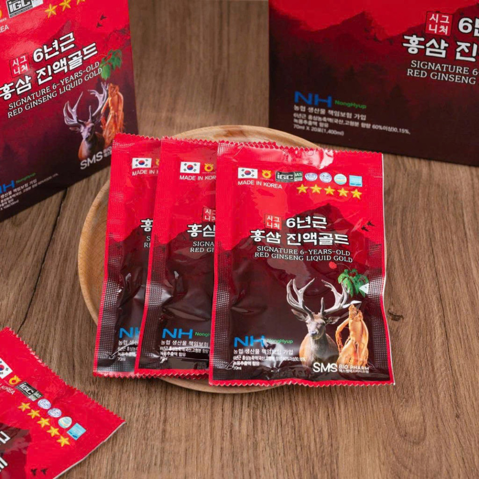 Nước Hồng Sâm Nhung Hươu Signature 6 Years cải thiện sức khỏe Hộp 20 gói x 70ml ( hàng mới về )