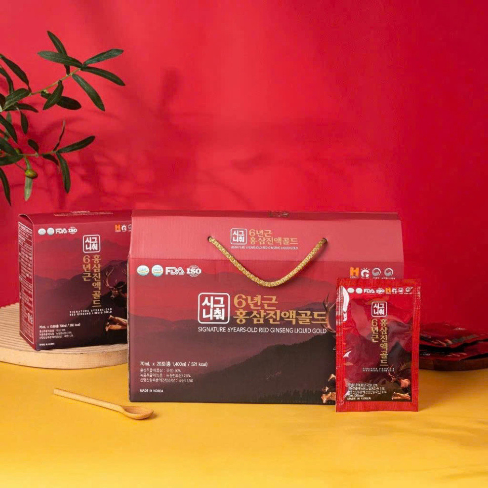 Nước Hồng Sâm Nhung Hươu Signature 6 Years cải thiện sức khỏe Hộp 20 gói x 70ml ( hàng mới về )