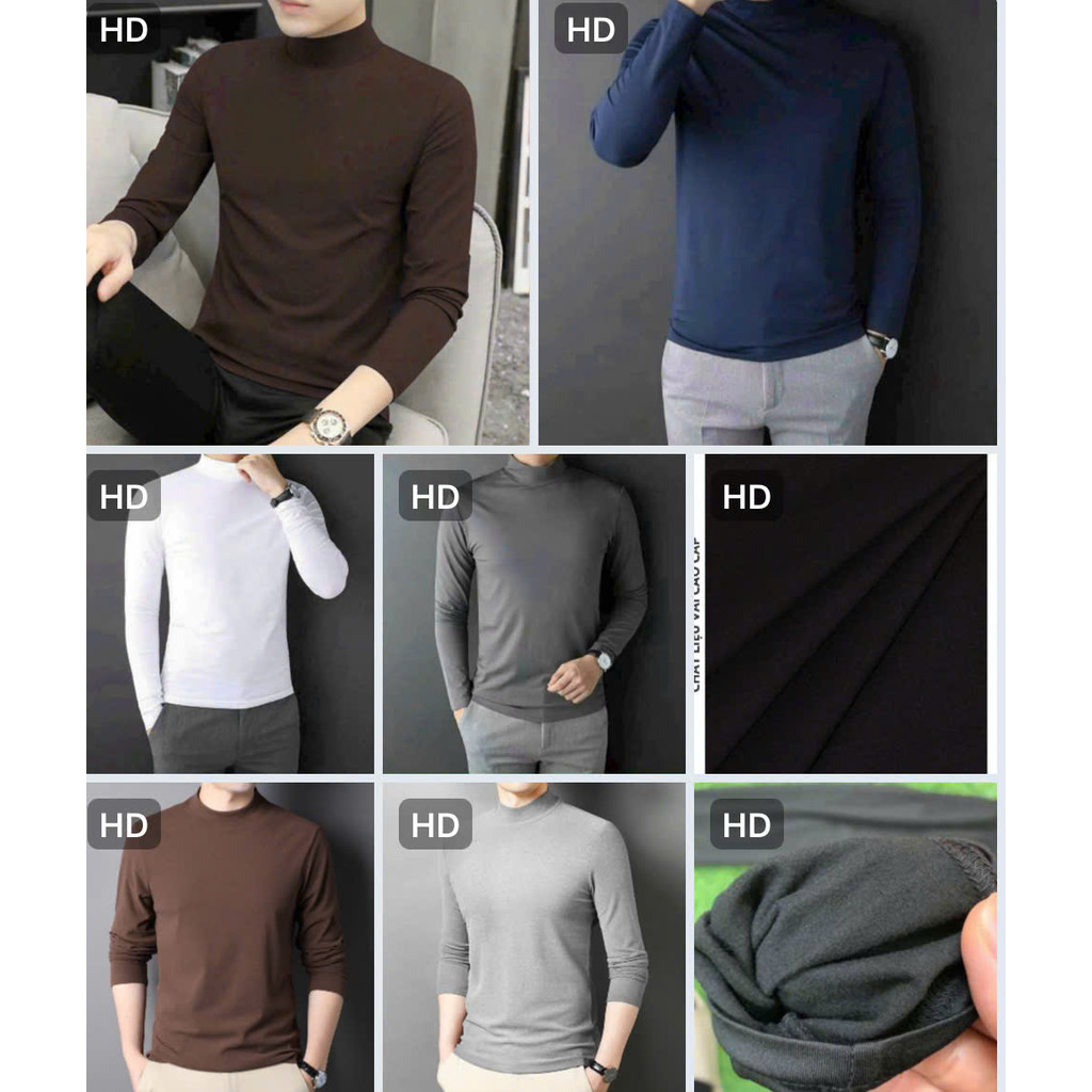 {Combom 3 } Áo Giữ Nhiệt Lót Nỉ Nam Tay Dài Có Cổ Cao Cotton Thu Đông ...