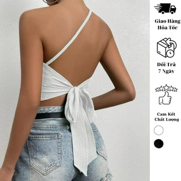 Áo croptop cột eo JUNE.SG Áo hai dây cột eo ôm body nữ Áo croptop buộc bụng D028