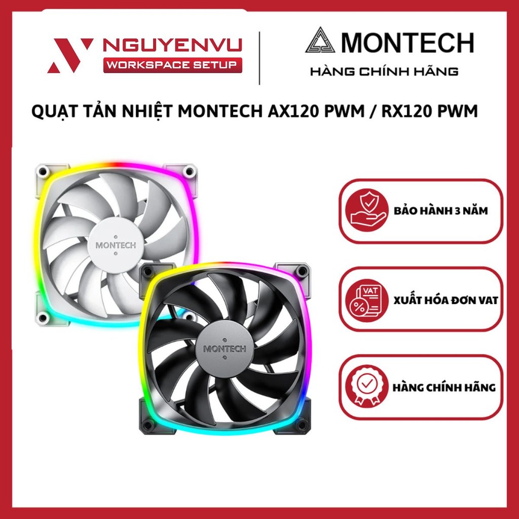 Quạt tản nhiệt Montech AX120 PWM / RX120 PWM - 9 cánh quạt siêu bền LED ...