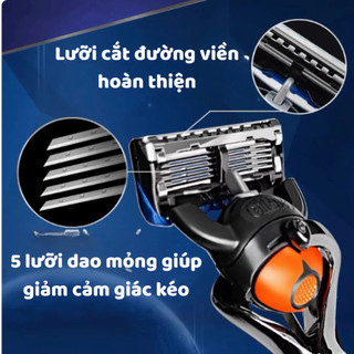 Dao cạo râu 5 lưỡi kèm hộp, dao cạo râu kiểu Đức cho nam kèm lưỡi dao sắc không đau rát cho da mặt, máy cạo râu DCR03