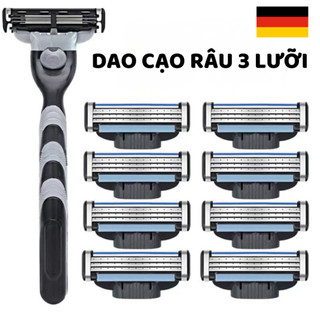Dao cạo râu 3 lưỡi kèm hộp, dao cạo râu kiểu Đức cho nam kèm lưỡi dao sắc không đau rát cho da mặt, máy cạo râu DCR04