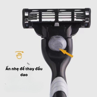 Dao cạo râu 3 lưỡi kèm hộp, dao cạo râu kiểu Đức cho nam kèm lưỡi dao sắc không đau rát cho da mặt, máy cạo râu DCR04