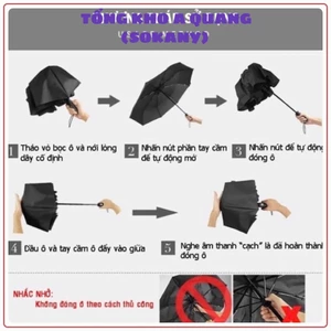 Ô tự động đóng mở 2 chiều – thiết kế 10 nan thép siêu bền, gấp gọn dễ dàng, tiện lợi mang theo khi đi làm, đi học, du lị