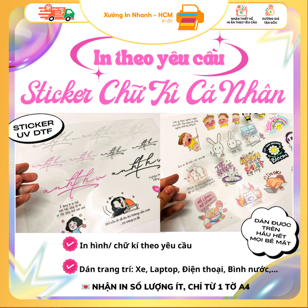 In Sticker Chữ Ký Cá Nhân Theo Yêu Cầu - Công Nghệ UV DTF, 50K/Tờ A4 ...