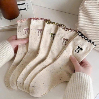 Sét 10 Đôi Tất Nữ Ren Nơ Chấm Sợi Tất Cotton Nguyên Chất Nhật Bản Dễ Thương 🌸🌸🌸