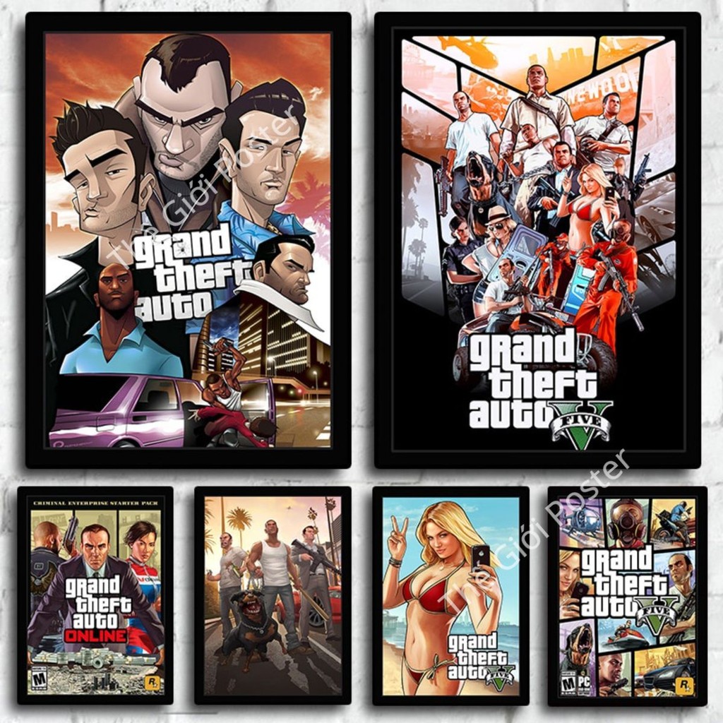 [56] Tranh dán tường Game Grand Theft Auto - Poster GTA 5 Phong Cách Retro Trang Trí Nội Thất | BigBuy360 - bigbuy360.vn