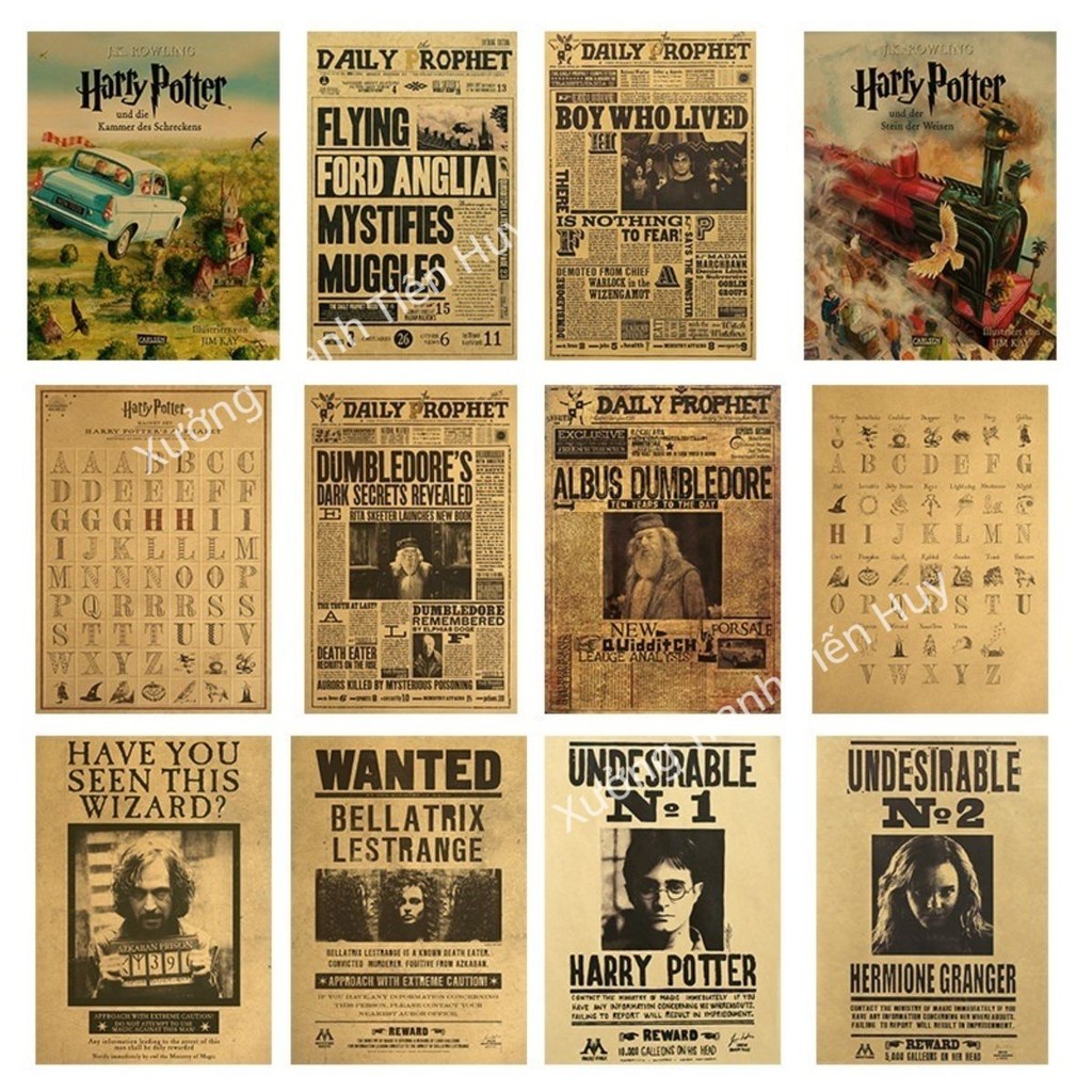 (X15) Poster Báo Dán Tường Harry Potter Phong Cách Retro - Áp Phích ...