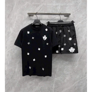 Bộ Quần Áo Thể Thao Nam DSQ D2 Lá Phong bộ quần áo nam cổ tròn tay ngắn túi khóa size M-L-XL-XXL chất thun lạnh co dãn H